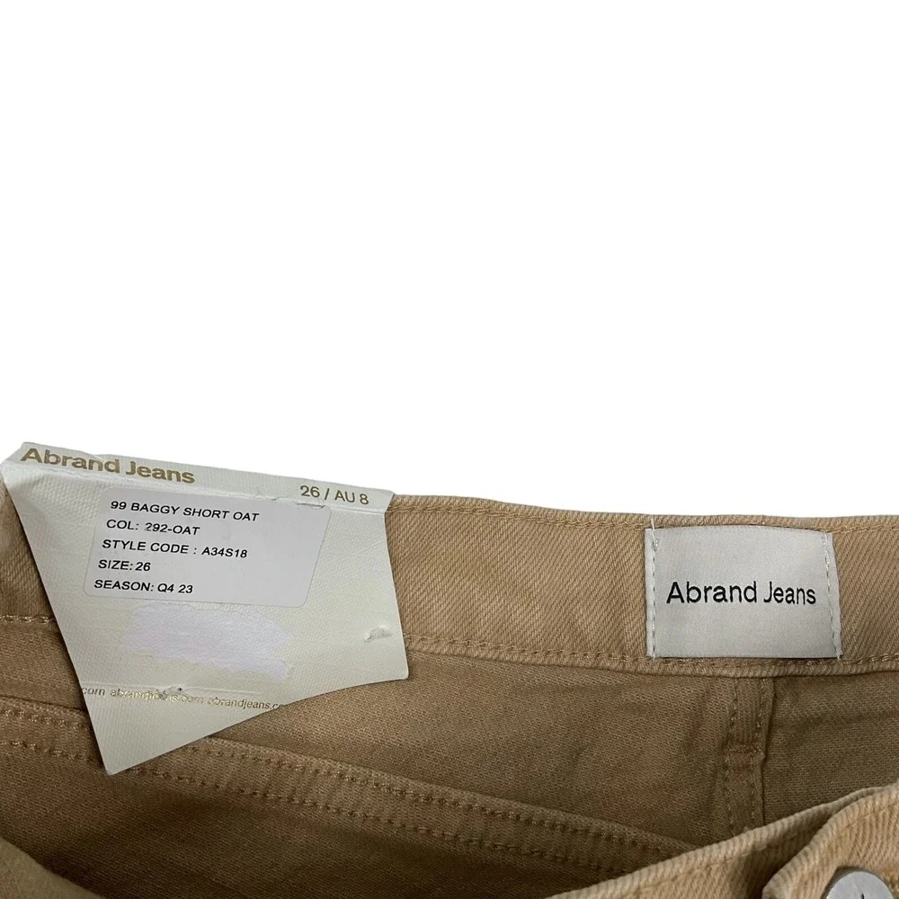 Abrand‎ Shorts Womens Size 26 Brown Denim Cut Off 99 Baggy Revolve NWT